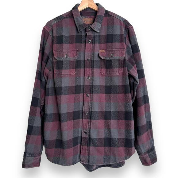 Orvis Purple and Gray Plaid 100% Cotton Flannel Shacket With Pockets Mens Size L - Picture 1 of 9
